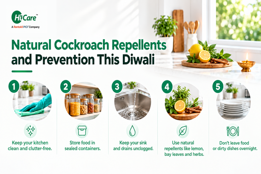 5 natural cockroach prevention tips for Diwali - HiCare pest control infographic